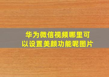 华为微信视频哪里可以设置美颜功能呢图片