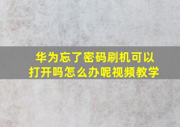 华为忘了密码刷机可以打开吗怎么办呢视频教学