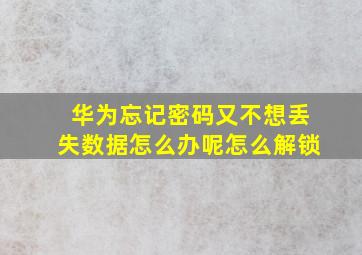 华为忘记密码又不想丢失数据怎么办呢怎么解锁