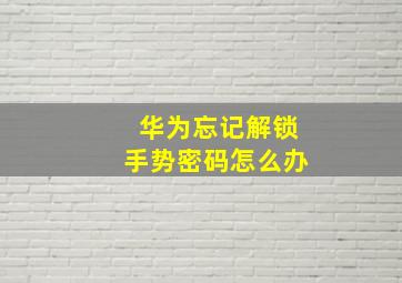 华为忘记解锁手势密码怎么办