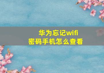 华为忘记wifi密码手机怎么查看