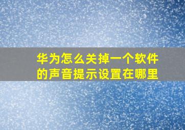 华为怎么关掉一个软件的声音提示设置在哪里