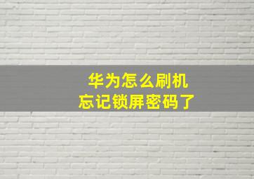 华为怎么刷机忘记锁屏密码了