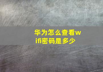 华为怎么查看wifi密码是多少