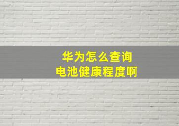 华为怎么查询电池健康程度啊