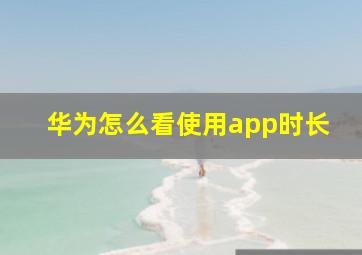 华为怎么看使用app时长