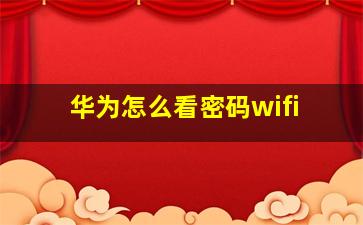 华为怎么看密码wifi