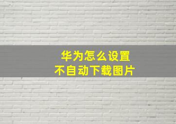 华为怎么设置不自动下载图片