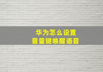 华为怎么设置音量键唤醒语音