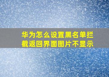 华为怎么设置黑名单拦截返回界面图片不显示