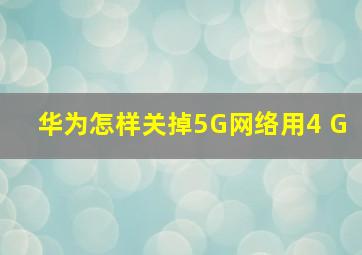 华为怎样关掉5G网络用4 G