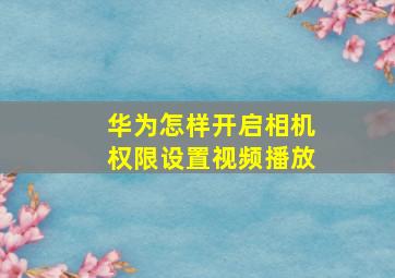 华为怎样开启相机权限设置视频播放