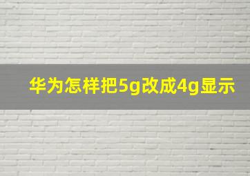 华为怎样把5g改成4g显示