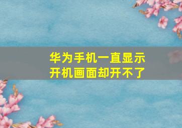 华为手机一直显示开机画面却开不了