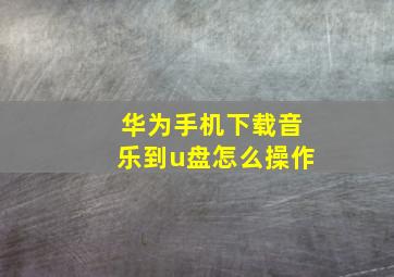 华为手机下载音乐到u盘怎么操作