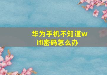 华为手机不知道wifi密码怎么办