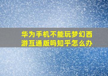 华为手机不能玩梦幻西游互通版吗知乎怎么办