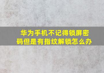 华为手机不记得锁屏密码但是有指纹解锁怎么办