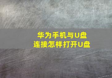 华为手机与U盘连接怎样打开U盘