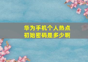 华为手机个人热点初始密码是多少啊