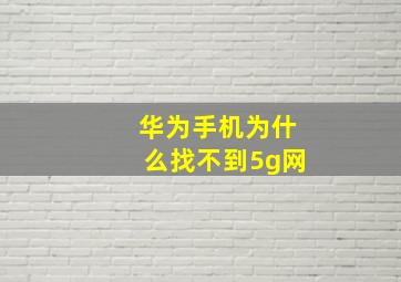 华为手机为什么找不到5g网