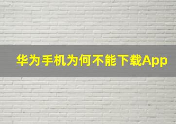 华为手机为何不能下载App