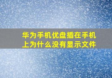 华为手机优盘插在手机上为什么没有显示文件