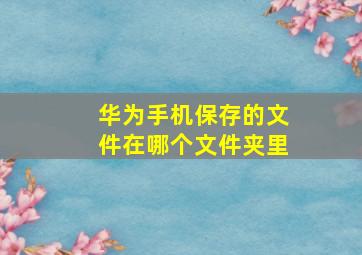 华为手机保存的文件在哪个文件夹里