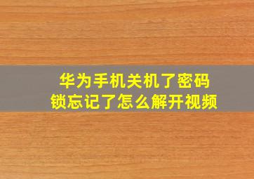 华为手机关机了密码锁忘记了怎么解开视频