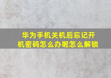 华为手机关机后忘记开机密码怎么办呢怎么解锁