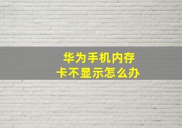 华为手机内存卡不显示怎么办