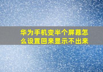 华为手机变半个屏幕怎么设置回来显示不出来