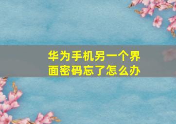 华为手机另一个界面密码忘了怎么办