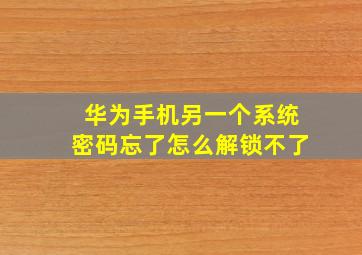 华为手机另一个系统密码忘了怎么解锁不了