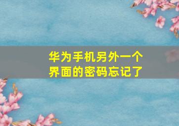 华为手机另外一个界面的密码忘记了