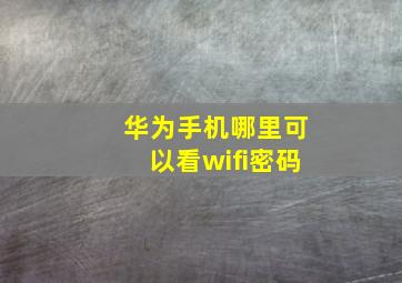 华为手机哪里可以看wifi密码