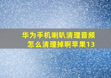 华为手机喇叭清理音频怎么清理掉啊苹果13