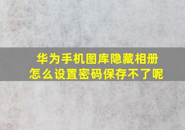 华为手机图库隐藏相册怎么设置密码保存不了呢