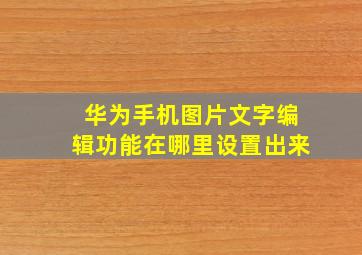 华为手机图片文字编辑功能在哪里设置出来