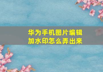 华为手机图片编辑加水印怎么弄出来