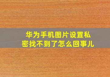 华为手机图片设置私密找不到了怎么回事儿