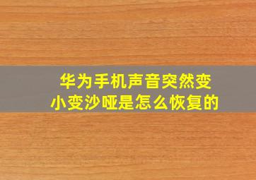 华为手机声音突然变小变沙哑是怎么恢复的