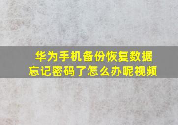 华为手机备份恢复数据忘记密码了怎么办呢视频