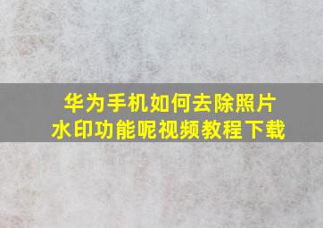 华为手机如何去除照片水印功能呢视频教程下载