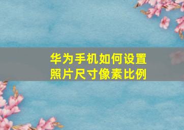 华为手机如何设置照片尺寸像素比例