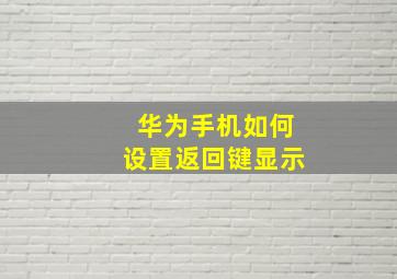 华为手机如何设置返回键显示