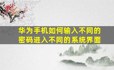 华为手机如何输入不同的密码进入不同的系统界面