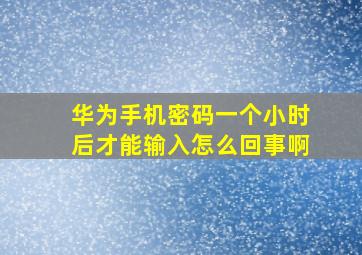 华为手机密码一个小时后才能输入怎么回事啊