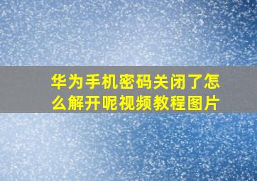 华为手机密码关闭了怎么解开呢视频教程图片