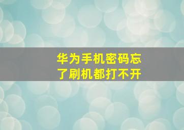 华为手机密码忘了刷机都打不开